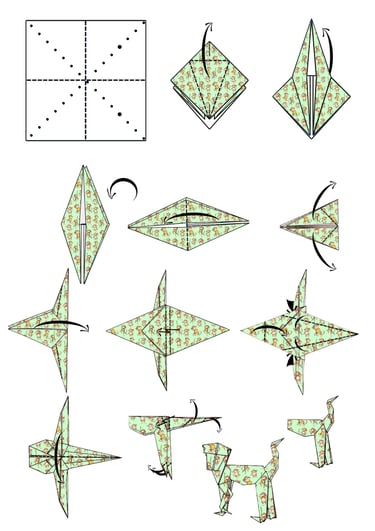 Istruzioni per creare il corpo di una scimmia in origami con la carta
