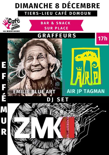 AIRJP Tagman, Emilie BLUE Art, fresque, performance