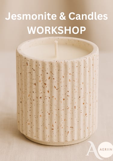 Jesmonite Workshop in Bern – handgemachte Objekte und Kerzen in Steinoptik. Kreativer Kurs für Desig