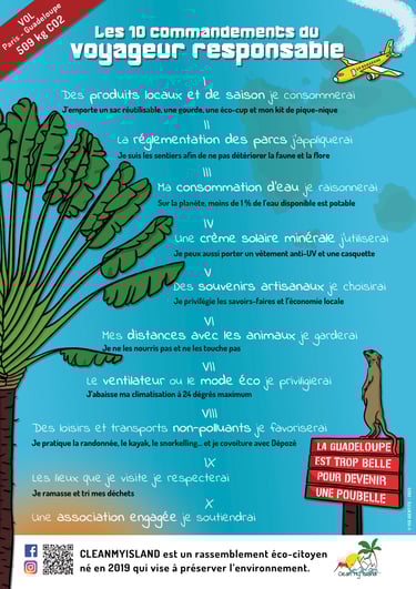 Création graphique, affiche - Clean My Island - Les 10 commandements du voyageur responsable