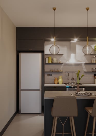 İkonya Dolungaz’da modern donanımlı, açık plan mutfak alanı