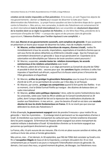 Intervention de Florence au Rassemblement du 17 septembre 2025 à Cergy-Préfecture 2/3