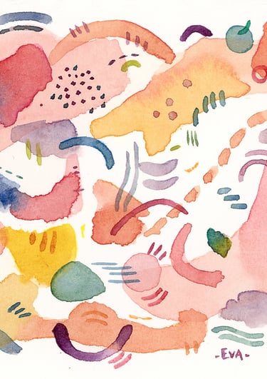 Aquarelle abstraite avec des formes géométriques Eva Girardeau 