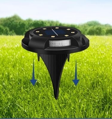 Pack de 4 luces solares LED para jardín, diseño enterrable, ideales para iluminación exterior en pis