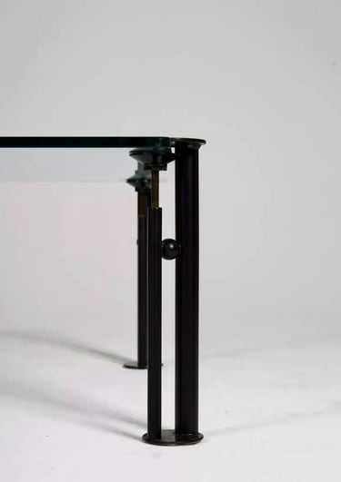 Table basse en métal tubulaire et verre Joe Ship  créée par Philippe Starck dans les années 1980