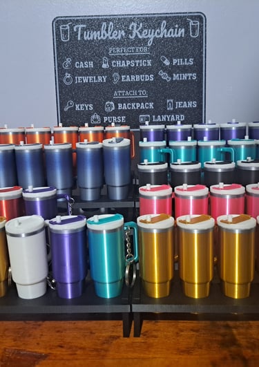 Miniature keychain tumbler containers