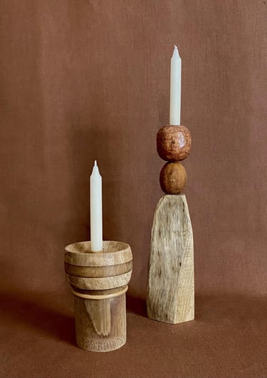 sculpture bois bougeoir