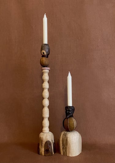 sculptures bois tourné sculpté, bougeoir