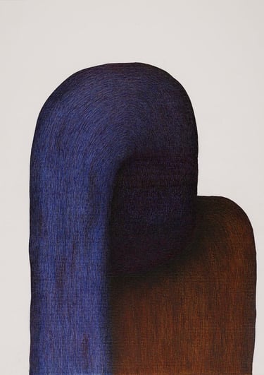 dessin bic bleu et encres