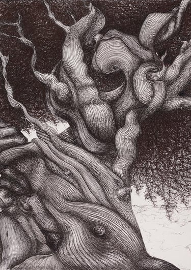 dessin arbre encre noire