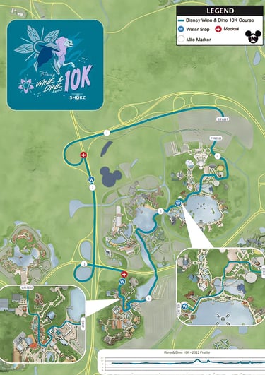2022 runDisney Wine and Dine 10K Course Map