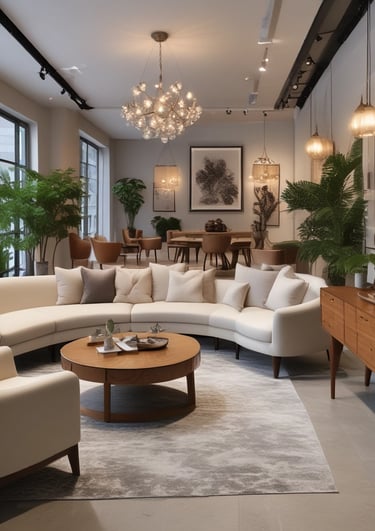 a living room filled with furniture and a wooden floor