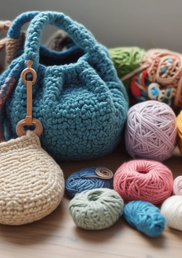 A variety of crochet clothing and accessories.