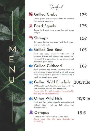 Seafood, The Sunset Drift, John's Guesthouse