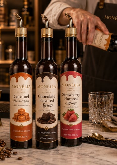 MONÉLIA premium syrups sauces and fruit purees developed under MG DEĞER GIDA A.Ş.