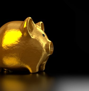 gold piggy bank for saving money for retirement