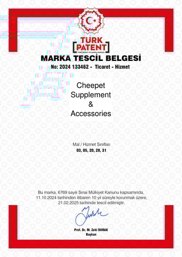 kedi malt macun nedir kedi macunu markası Cheepet tescil belgesi ve güvenilir ürün