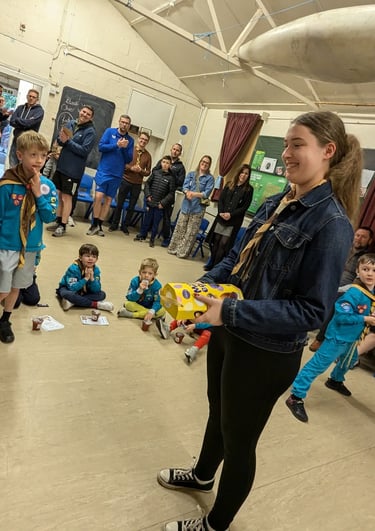 A young leader getting an Easter present.