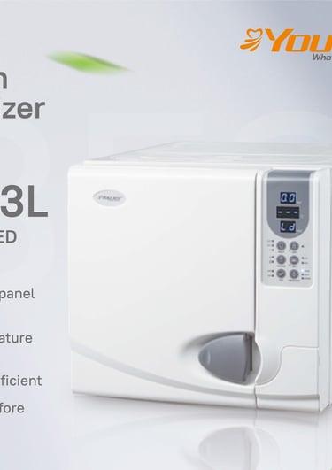 YOUJOY BES 18/23L B Class-LED steam sterilizer with digital control panel for medical autoclave use.