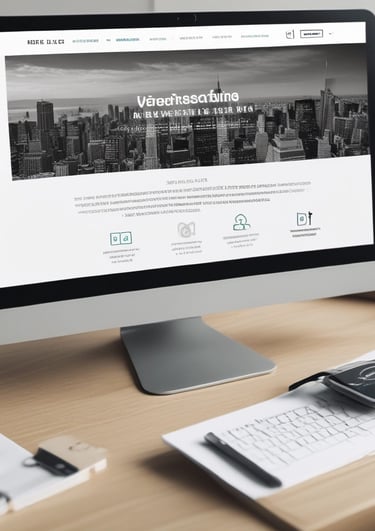 Colorful website theme previews arranged side by side on a desktop monitor.