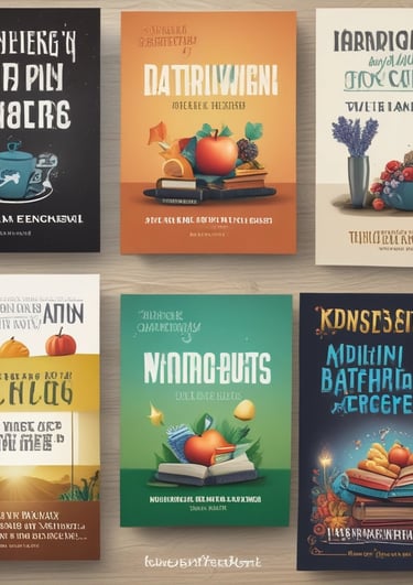 A vibrant collage of digital products including ebooks, website themes, and online course thumbnails displayed on a laptop screen.