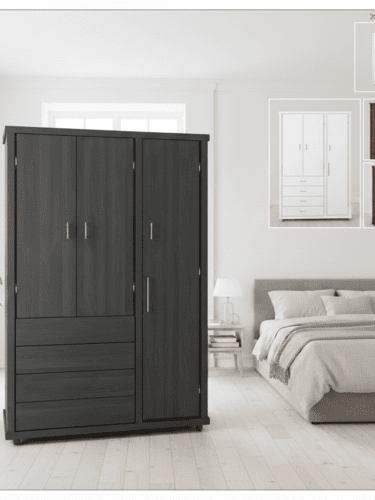 Ropero de mdf con llantas de espacio colgar y doblar con cajones