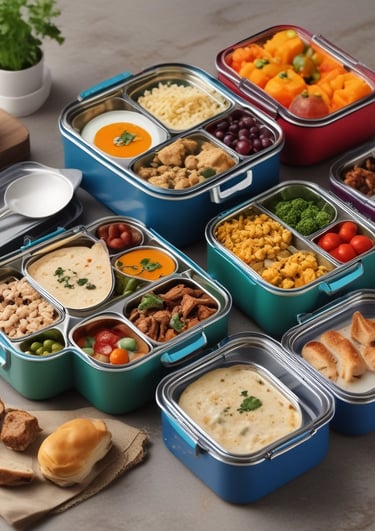 A set of stainless steel kitchen utensils arranged neatly on a countertop.