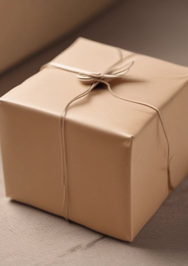 Close-up of hands unboxing an elegantly wrapped monthly subscription package.