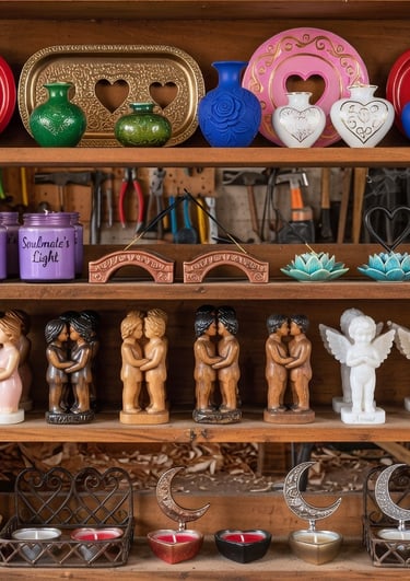 Ceramic decorations with theme of love, angels, incense holders and vases