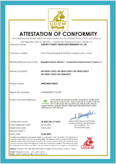 CE-related document acts as the entry ticket for the EU market by proving the cattle fence meets loc