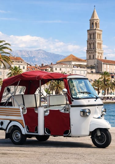 retro tuk tuk tour in Split with panoramic view