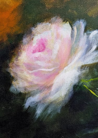 Becoming close up of rose emerging original painting by Geeta Arya