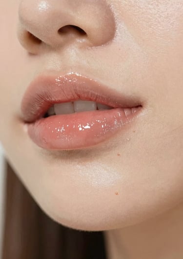 Close-up of vibrant handcrafted lip balms and glossy tubes arranged beside delicate resin art pieces on a rustic wooden table.