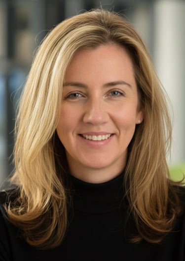 a woman with blonde hair and a black turtle neck top