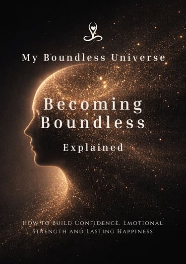 Becoming Boundless book cover featuring a glowing profile silhouette for emotional strength and confidence.