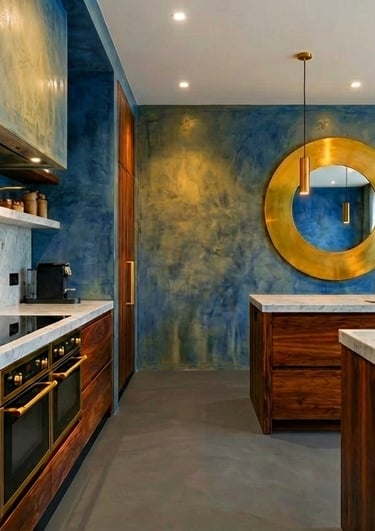 A modern kitchen, finished internally with microcement