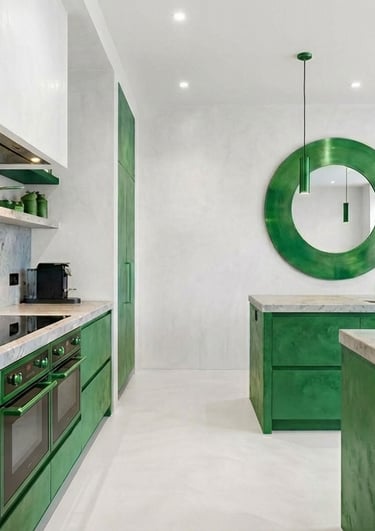 A modern kitchen, finished internally with microcement