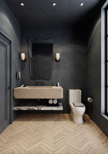 Bathroom fully finished with microcement,