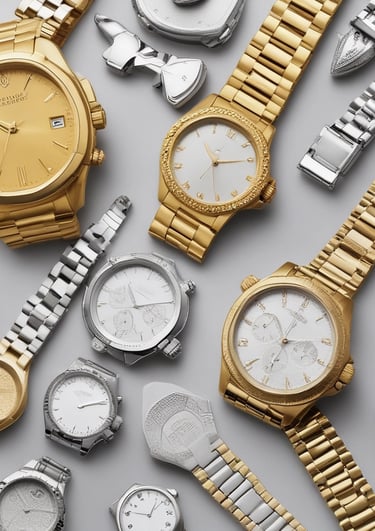 Display of elegant watch straps in various materials and colors