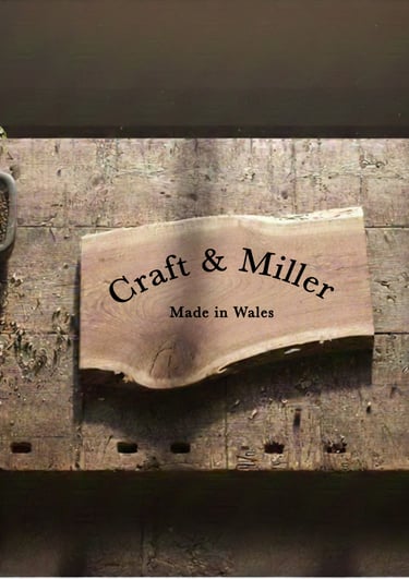 craft and miller sign on a wooden workbench with a bonsai in the corner