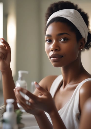 A close-up of a luxurious, creamy body lotion being gently applied to a woman's arm, highlighting smooth, glowing skin.
