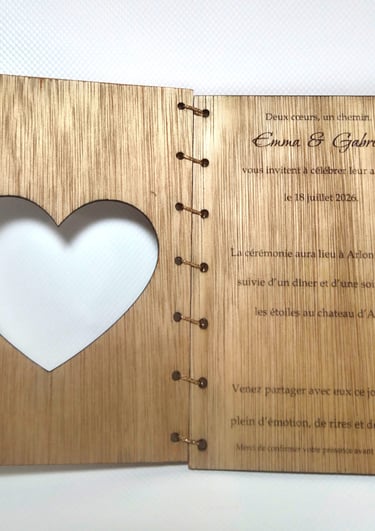 Invitation mariage bois