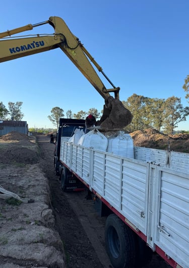 descarga de big bags de cal vial