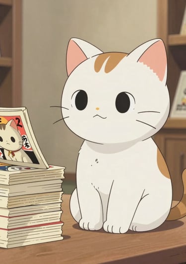 A vibrant comic panel showing Millie the samurai kitty poised under blooming cherry blossoms at sunset.