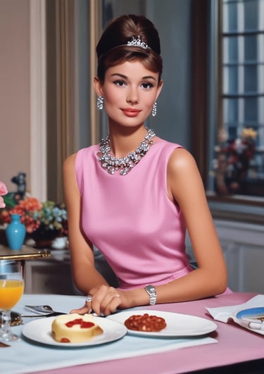 Glossy red lipstick beside a pearl necklace on a silk scarf.