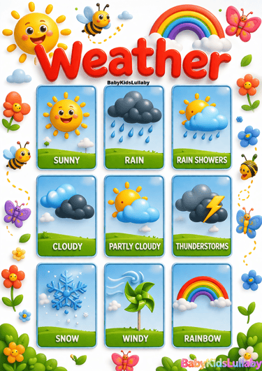 babykidslullaby learn with us the 4 seasons printable resource poster