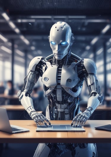 Close-up of a programmer’s hands typing on a laptop surrounded by tech gadgets.