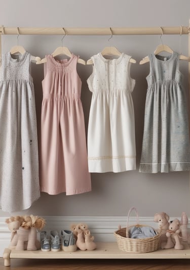 Classic smocked dress displayed on a child playing in a sunlit garden.