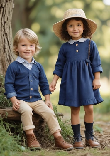 A toddler twirling in a pastel smocked dress in a sunlit garden.