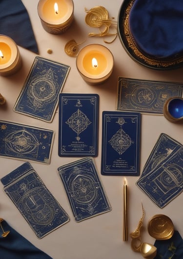 A luxurious tarot deck displayed elegantly on a velvet surface.